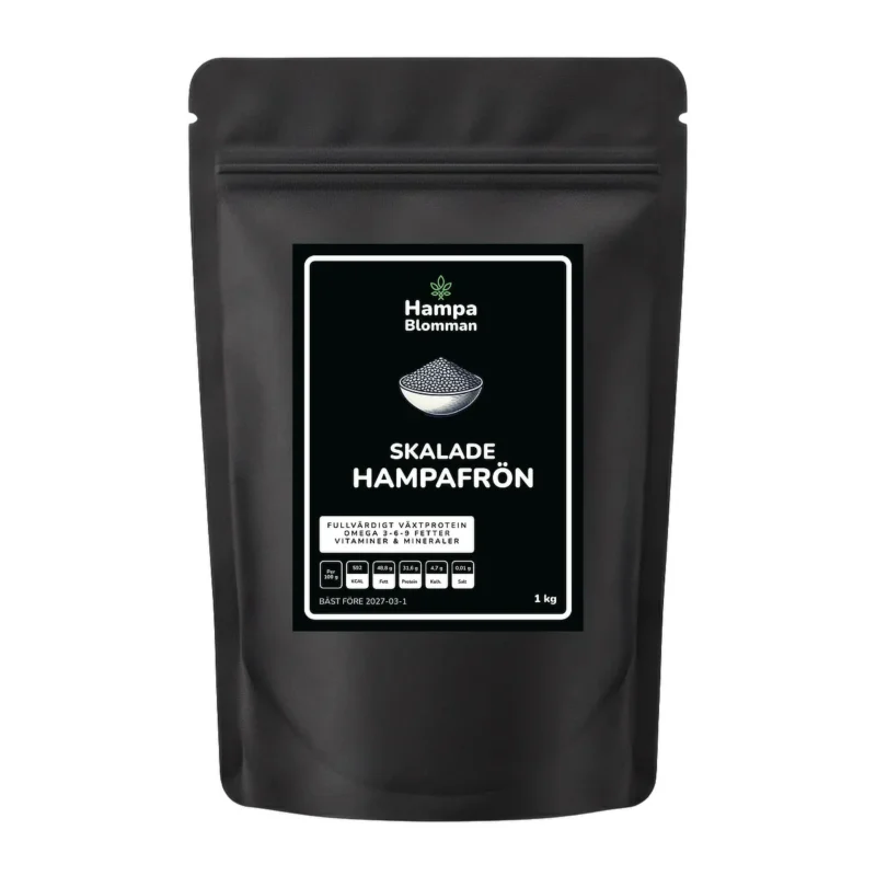 påse med 1 kg skalade hamapfrön från hampablomman