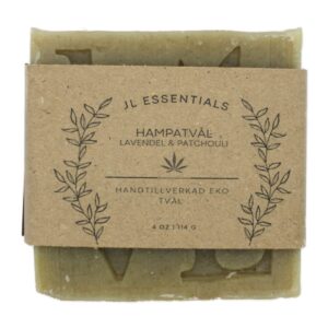 Handgjord vegansk hampatvål 100% gjord på naturliga ingredienser från hampablomman.se Innehåller hampafröolja, olivolja, kokosolja, ricinolja, sheasmör, nässla, eteriska oljor som lavendel och patchouli