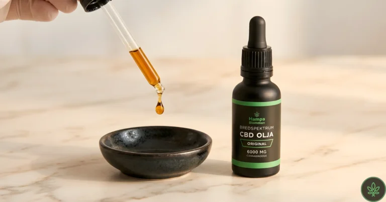 Pipett droppar CBD-olja i skål