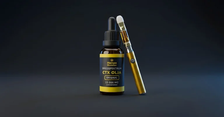 Flaska med CBD-olja och vaporizer